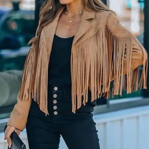Western Fringe Faux Suede Jacket